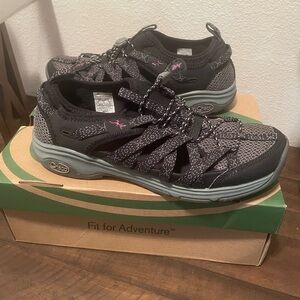 Chaco Black and Gray Athletic Shoes with Mesh Upper